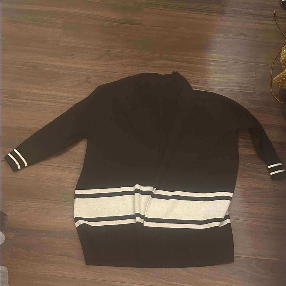 NVLT Black and Cream Striped Cardigan